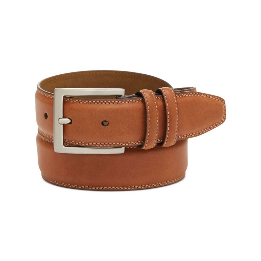 CLUBROOM Mens Brown Stitching Feather Adjustable Faux Leather Casual Belt 40